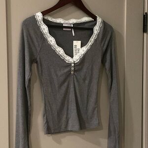 BDG Urban Outfitters Diana Lace Trimmed Top Small